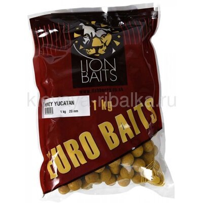 Бойлы вареные Lion Baits Euro Baits 20мм 1000г  Honey Yucatan (мед юкатан) желтый