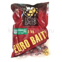Бойлы пылящие Lion Baits Euro Baits 24мм 1000г  Strawberry Jam (клубничный джем) красный