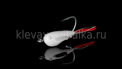 Приманка Малек-Гаврик, крючок №10 Корея, длина тела Малька (без хвостика)-15 мм, цвет№1 - Белый , хвостик распушенный красный