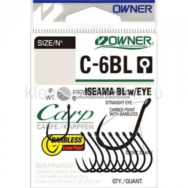 Крючки Owner C-6BL Carp Iseama w/eye № 04 10шт/уп BC