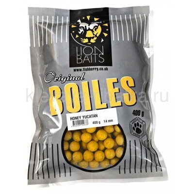 Бойлы вареные Lion Baits Original 14мм 400г  Honey Yucatan (мед юкатан) желтый