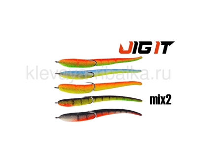 Рыбка поролоновая Jig It оснащенная двойником 105мм цвет-MIX2   (5шт)