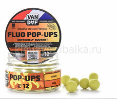 Бойлы плавающие (Pop-Up) VAN DAF Fluo 12мм 25шт/20г Мёд, жёлтый