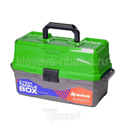 Ящик рыболовный Nisus Tackle Box 3 под.полки, прозрачный верх, зеленый MB-BU-10