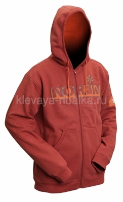 Толстовка с капюшоном  Norfin HOODY TERRACOTA полиэстер красный  M на молнии