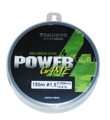 Шнур Tokuryo Power Game X4 braid 150м 0,296мм 29,90lbs  Light green