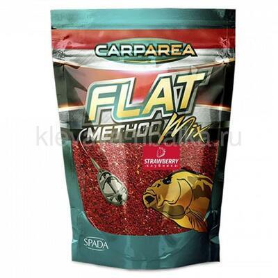 Прикормка CarpArea Mix Flat Method Strawberry (клубника) красная 600г (zip-lock)