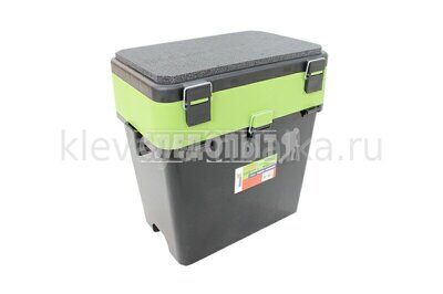 Ящик зимний "FishBox" Helios двухсекционный с карманами 19л зелёный MB-BU-W03