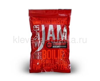 Бойлы вареные FFEM Super Jam 20мм 1000г  Strawberry (клубника) красный