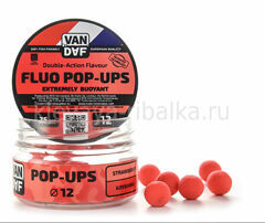 Бойлы плавающие (Pop-Up) VAN DAF Fluo 12мм 25шт/20г Клубника, красный