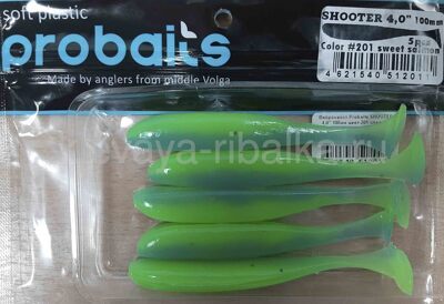 Виброхвост Probaits SHOOTER 4,0" 100мм цвет-201 сладкий лосось  (5шт)