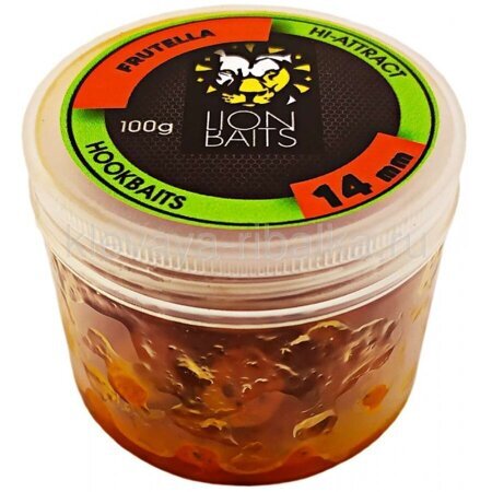 Бойлы вареные Lion Baits Hi-Attract (в дипе) 14мм 100г  Frutella (фрукты) оранжевый