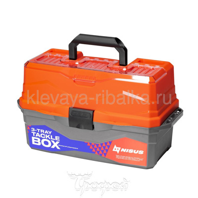 Ящик рыболовный Nisus Tackle Box 3 под.полки, прозрачный верх, оранжевый N-TB-3-O