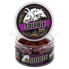 Бойлы пылящие Миненко Soluble 20мм 150г 30шт Squidberry (рыба + ягоды) тёмно-красный